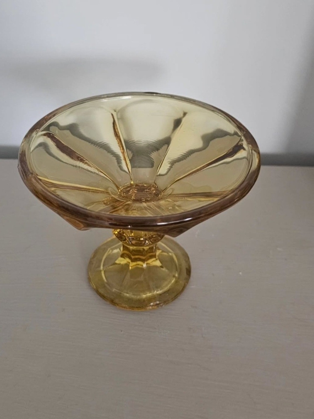 Amber Glass Compote Pedestal Bowl - Home Art